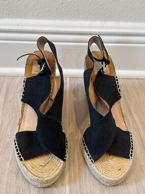 Dolce Vita Black Suede Espadrille Wedge Sandals